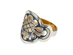 Серебряное кольцо «Золотая осень» с позолотой
